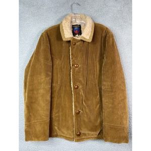 Vintage Grande Bay Corduroy Jacket Men Size 40 Brown Sherpa Lined Made In Canada